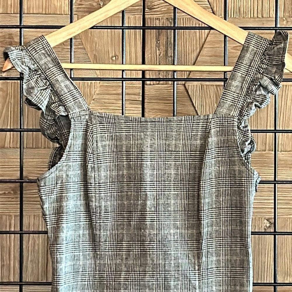 Jack by BB Dakota Mini Dress 2 Plaid Ruffle Strap Cut Out Back Retro Glam - Picture 4 of 9